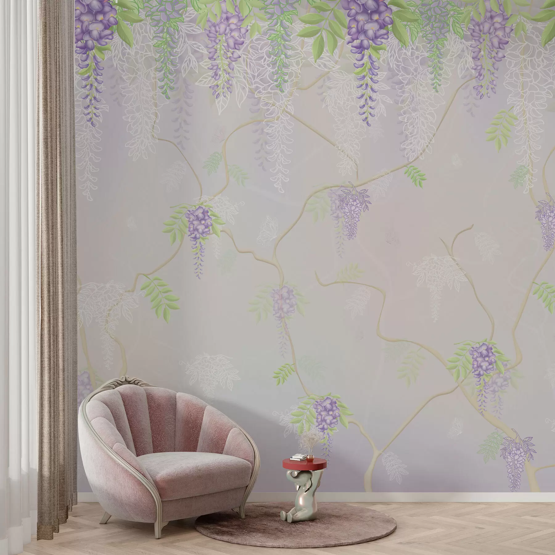 fototapet Design floral elegant în nuanțe pastelate w01685