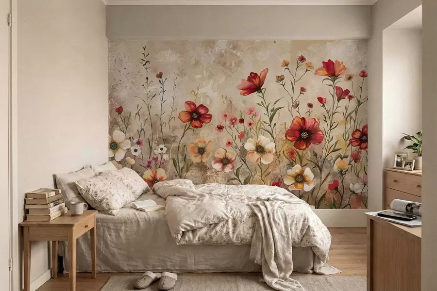 fototapet Compoziție florală cu fundal texturat în tonuri calde w05016