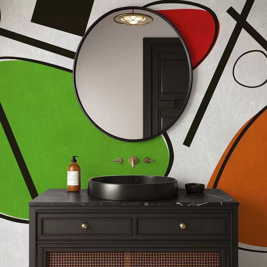 fototapet Forme geometrice abstracte cu linii și zone de culori intense w05017v1