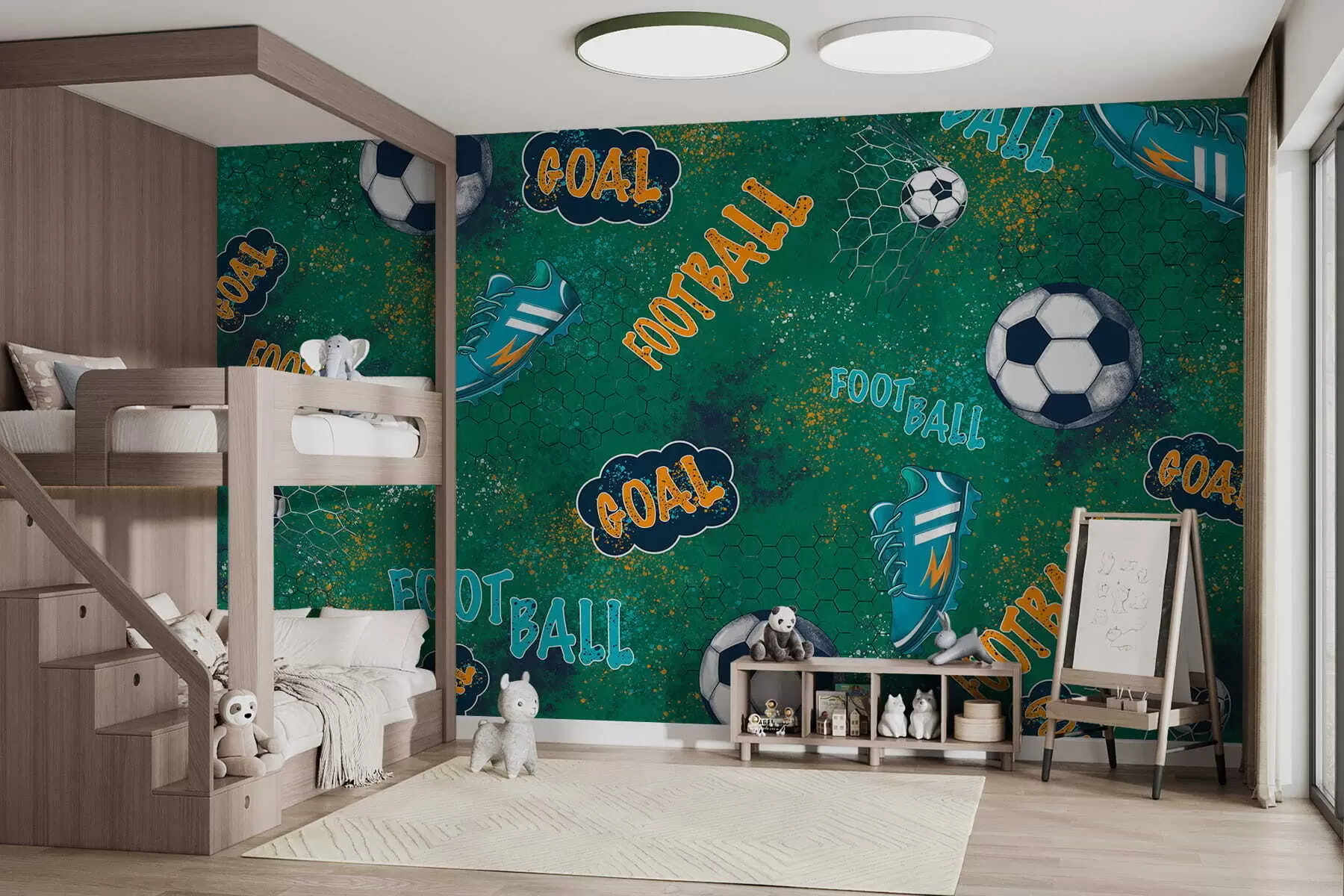 fototapet Model fotbal pentru copii în tonuri de verde w05037v1