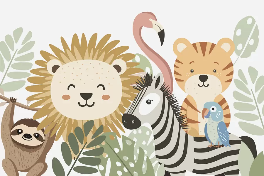 fototapet Animale tropicale drăguțe w05164