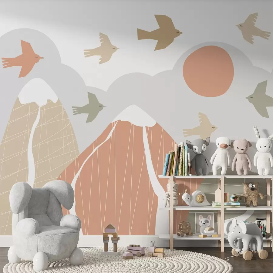 fototapet Munții și păsările scandinave w05166