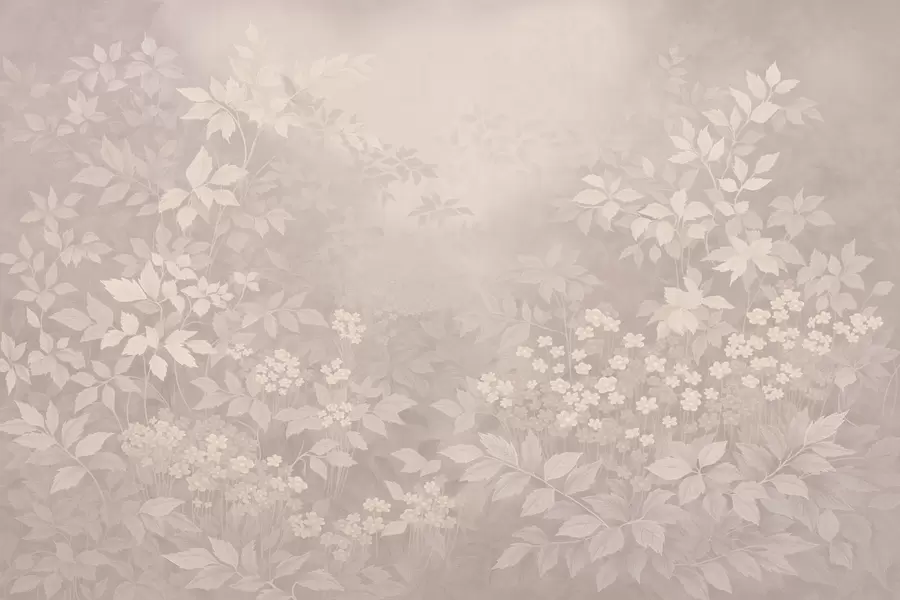 fototapet Ornament botanic ușor, cu frunze și flori mici w05115