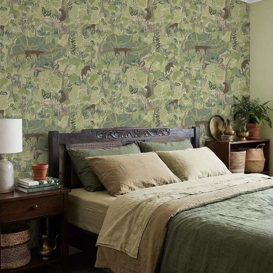 fototapet Peisaj forestier cu animale și vegetație densă a01108