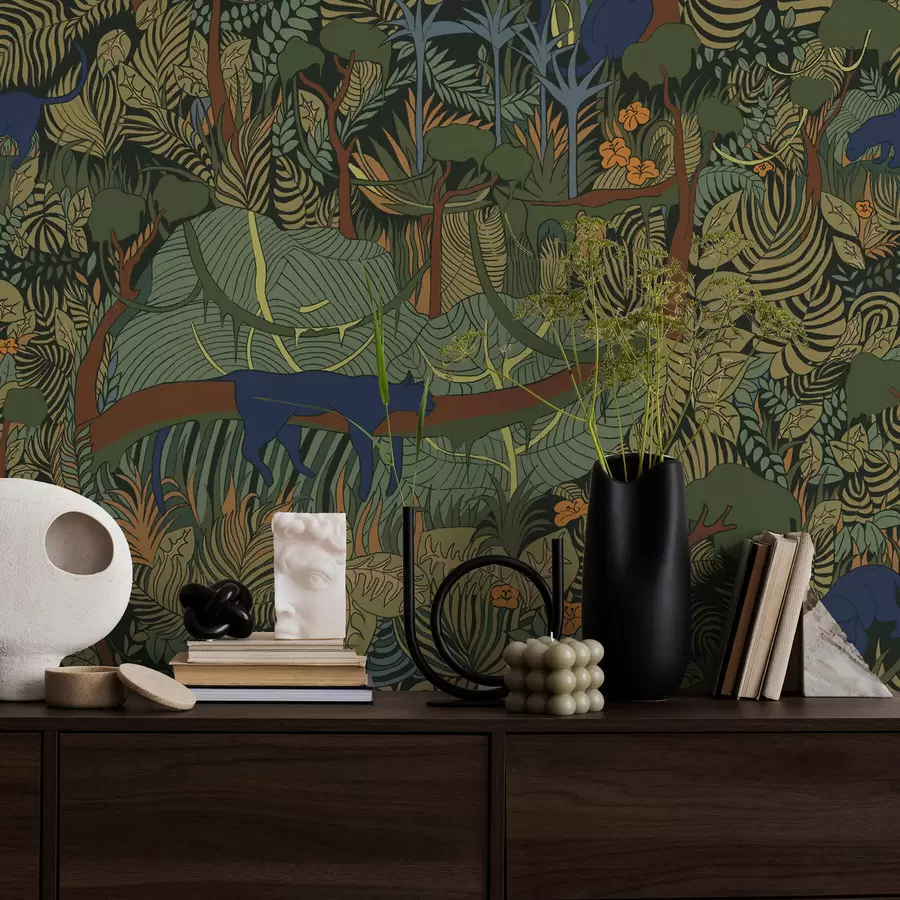 fototapet Pădure întunecată cu animale a01108v1