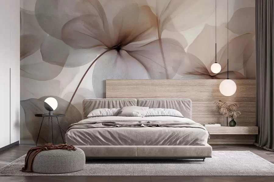 fototapet flori semi-transparente cu nervuri w05070