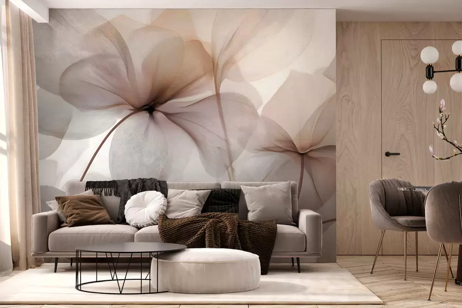 fototapet flori semi-transparente cu nervuri w05070