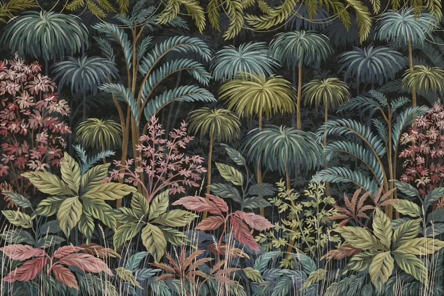 fototapet Frunziș tropical dens, cu frunze mari w05116