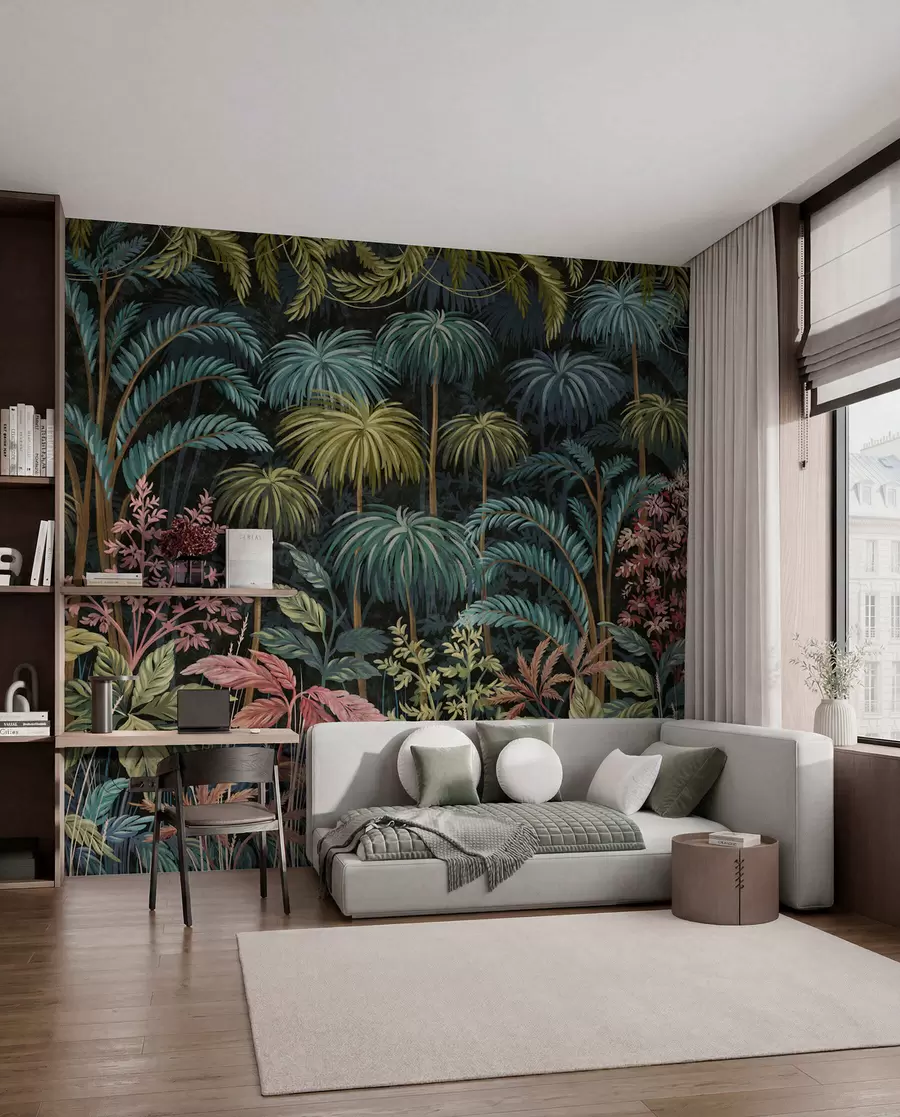 fototapet Frunziș tropical dens, cu frunze mari w05116