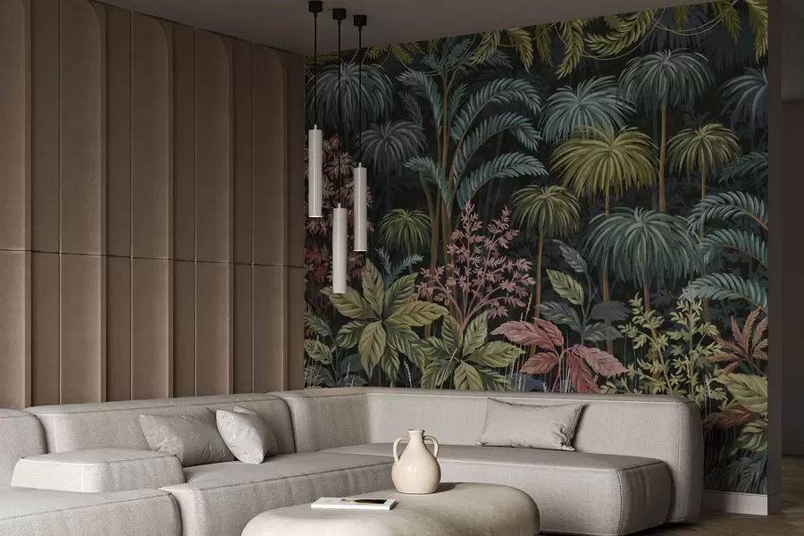 fototapet Frunziș tropical dens, cu frunze mari w05116