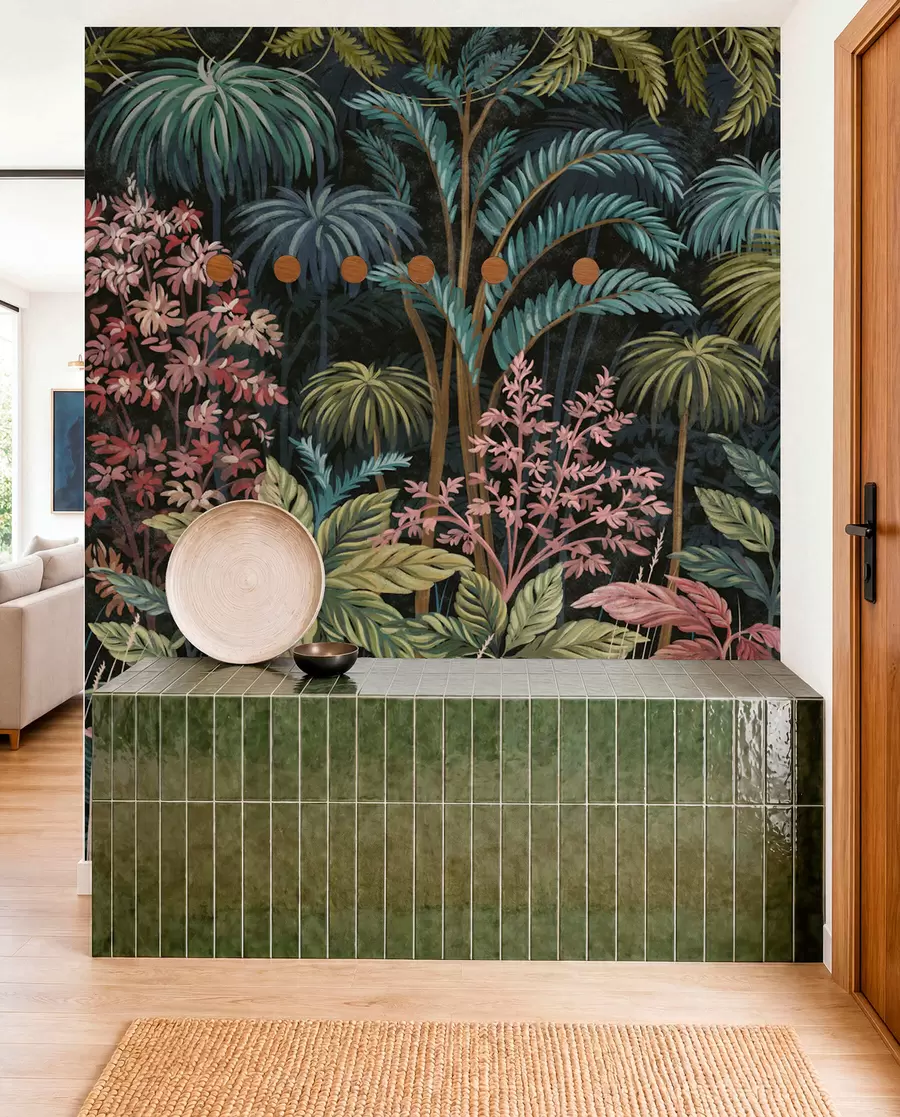 fototapet Frunziș tropical dens, cu frunze mari w05116