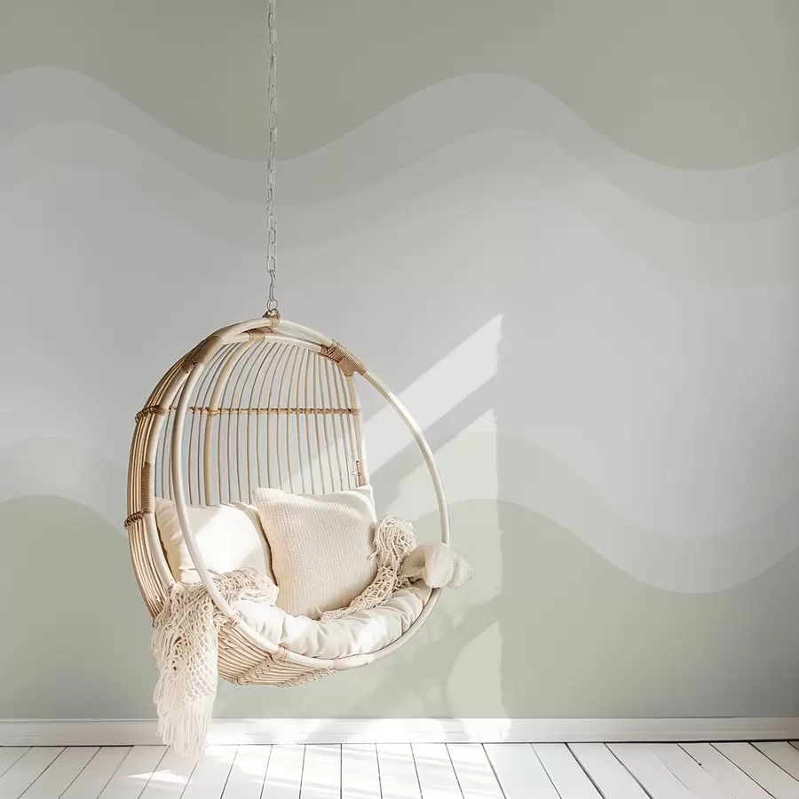 fototapet Valuri abstracte în paleta de culori verde deschis w05132v1