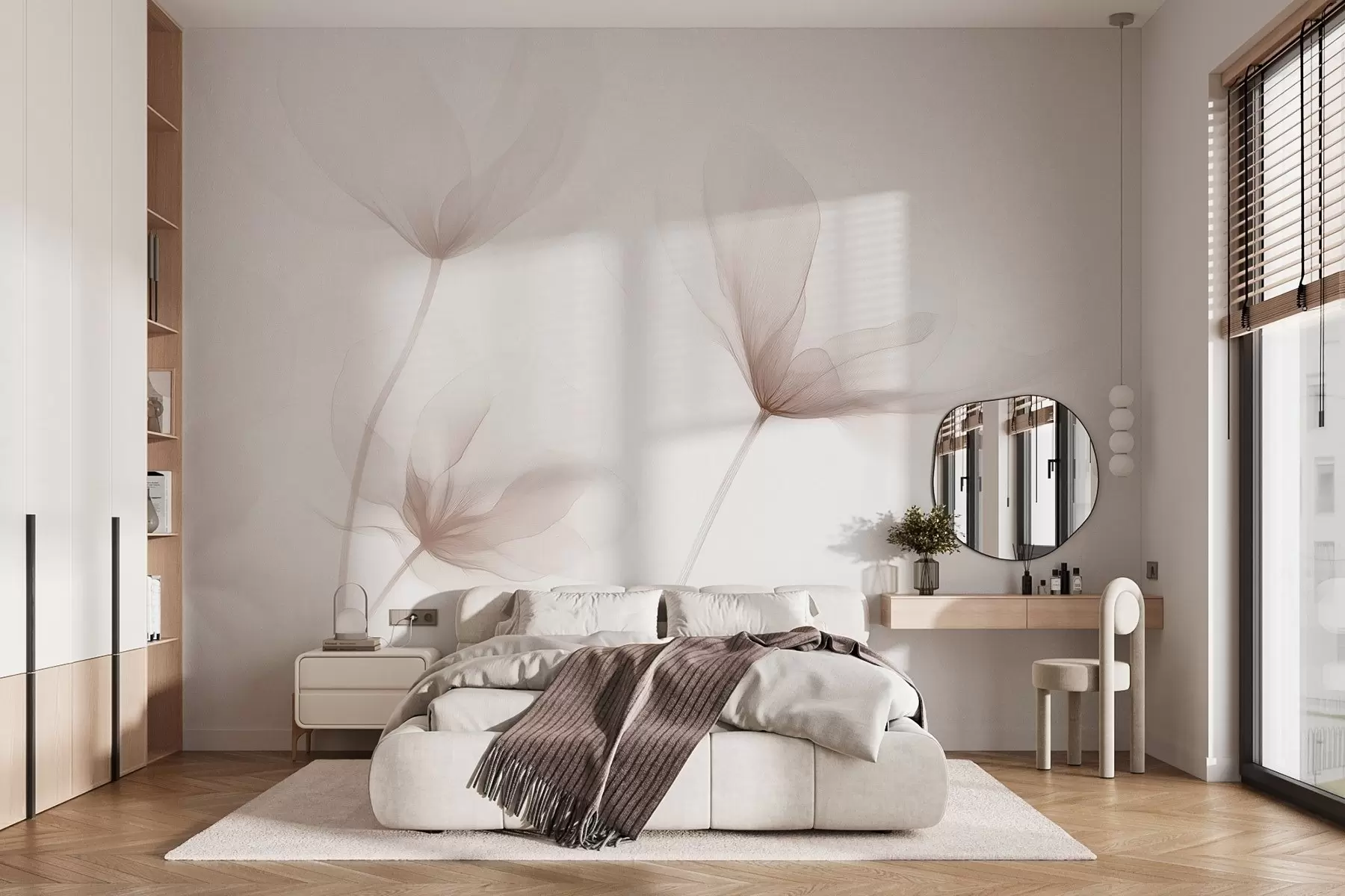 fototapet Flori bej aerisite într-un stil minimalist și luminos w09734