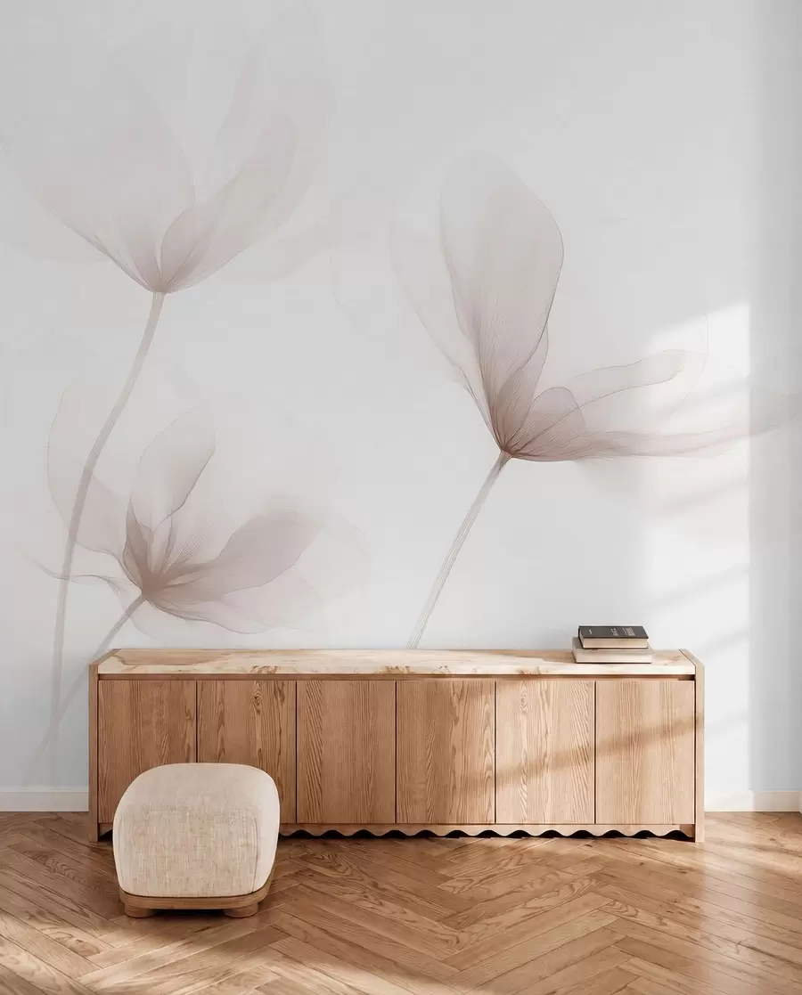 fototapet Flori bej aerisite într-un stil minimalist și luminos w09734