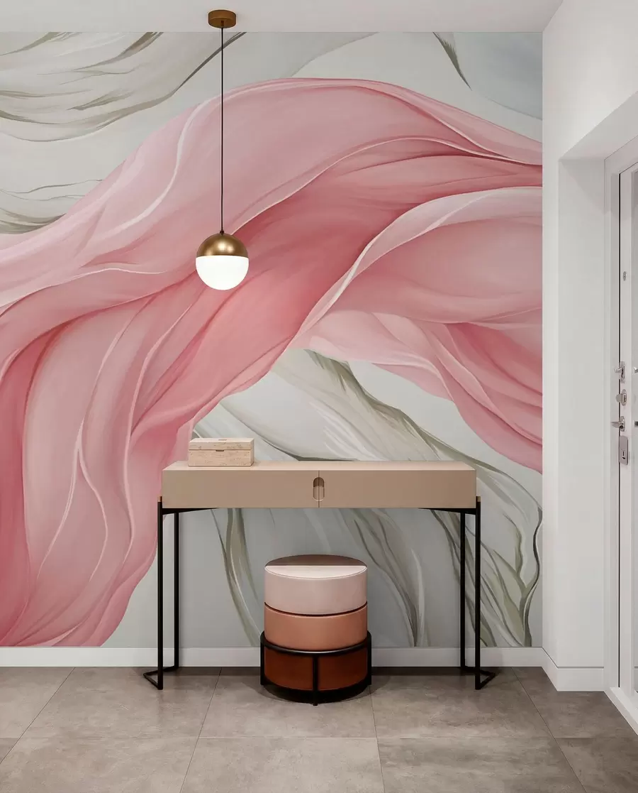 fototapet Valuri de țesătură roz care curg w05152v2