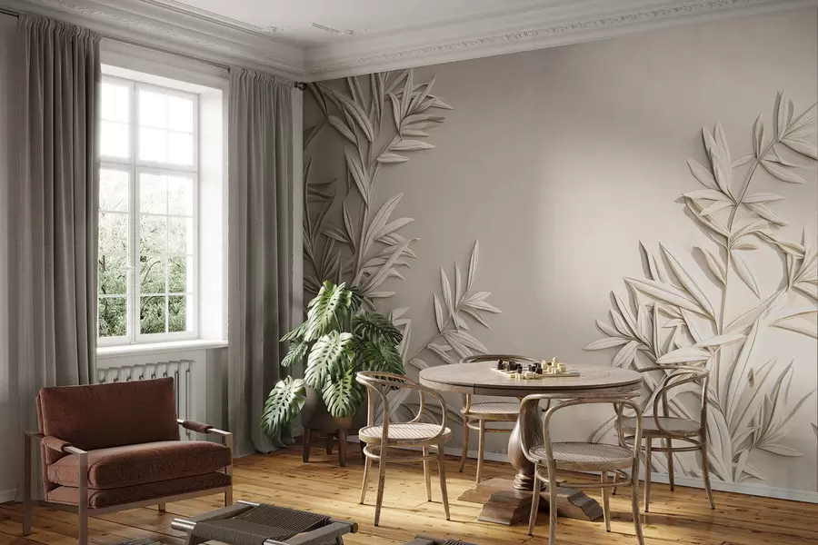 fototapet Imitarea frunzelor în basorelief w05244