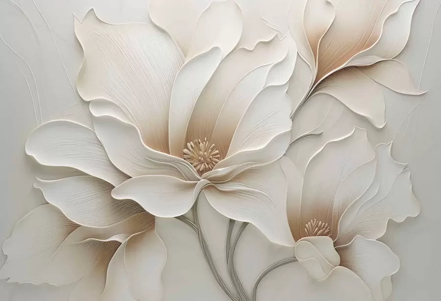 fototapet Relief cu flori bej în relief, prim-plan w05269