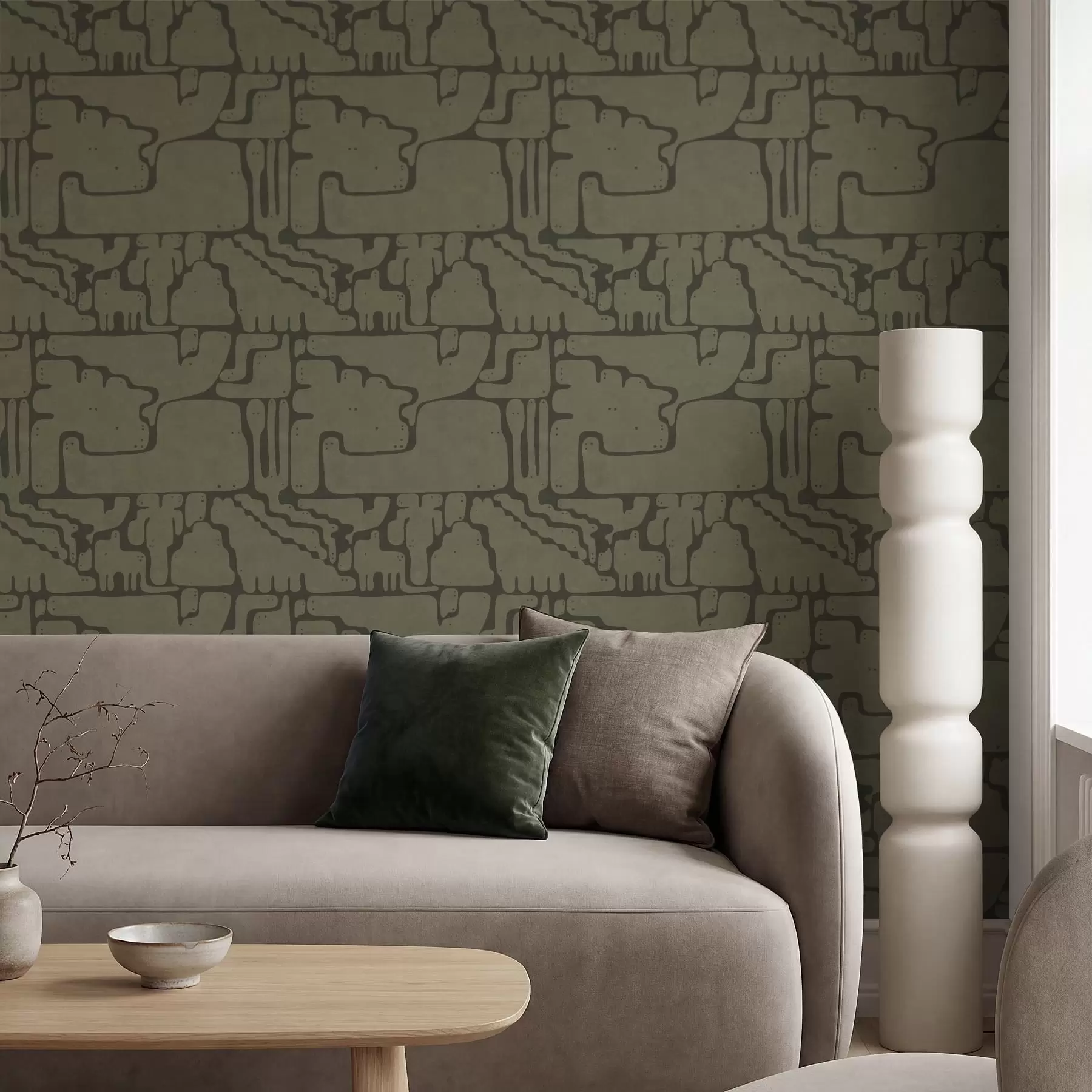 fototapet Model organic abstract în tonuri de verde a01122