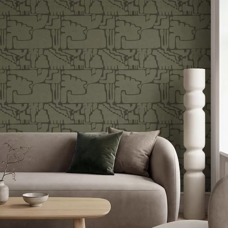 fototapet Model organic abstract în tonuri de verde a01122