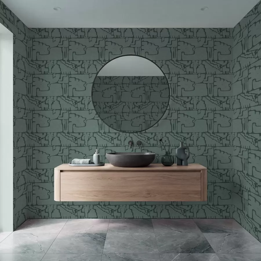 fototapet Model abstract în nuanțe de verde-albastru a01122v3