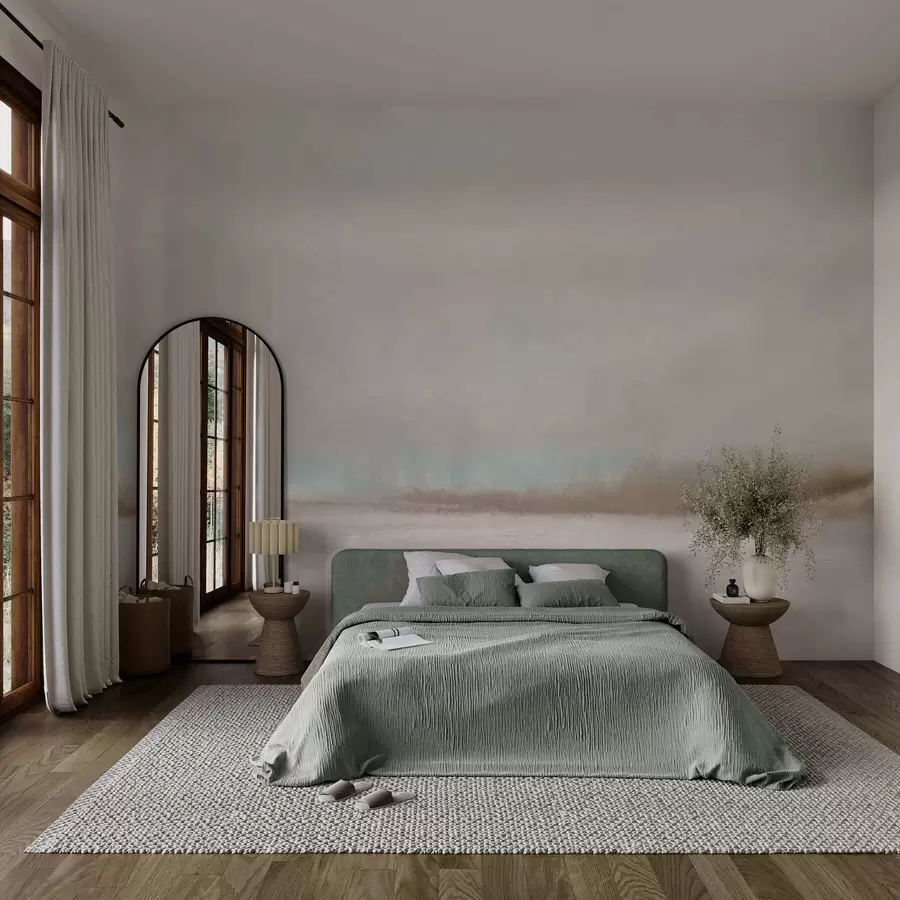 fototapet Peisaj cețos cu lac și pădure w05319