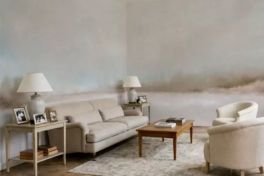 fototapet Peisaj cețos cu lac și pădure w05319