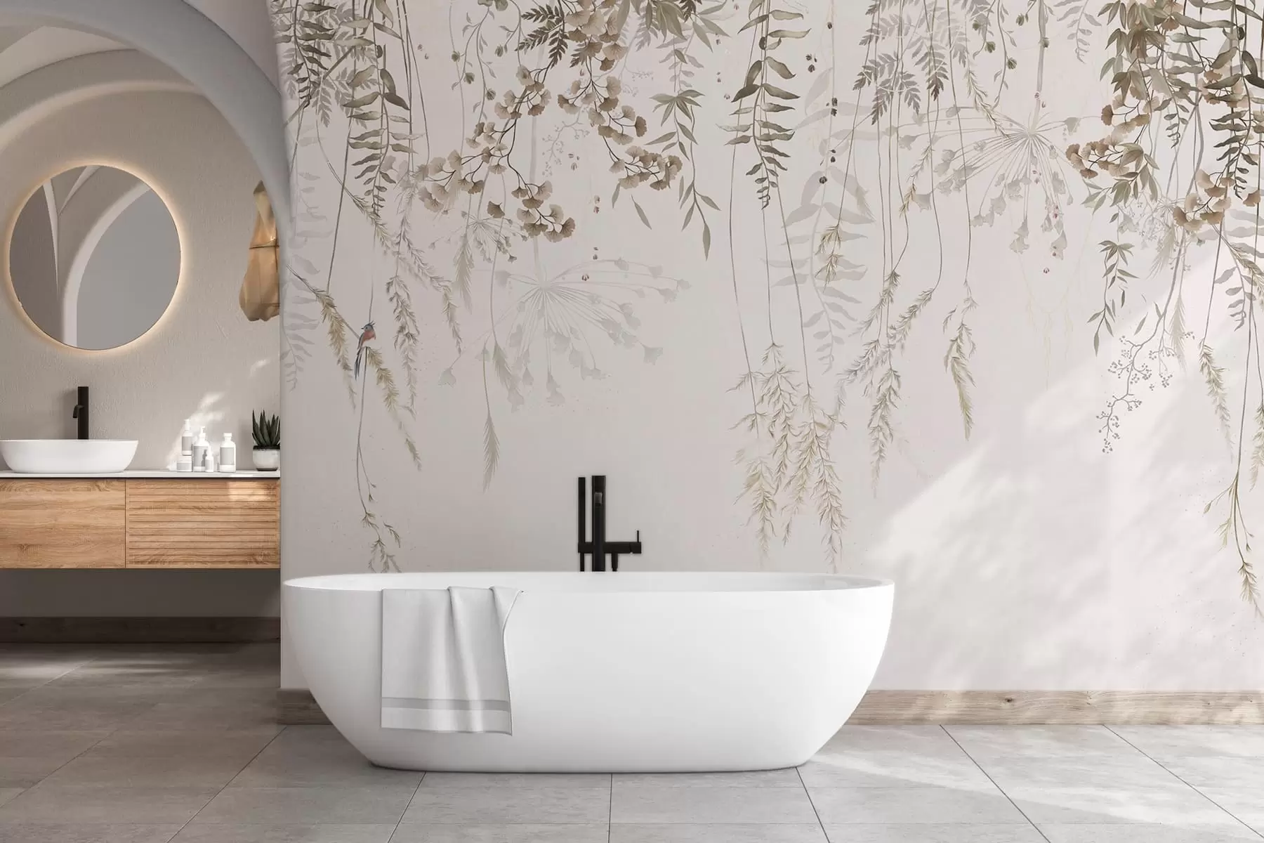 fototapet Plante sălbatice atârnate pe un fundal deschis la culoare w05320