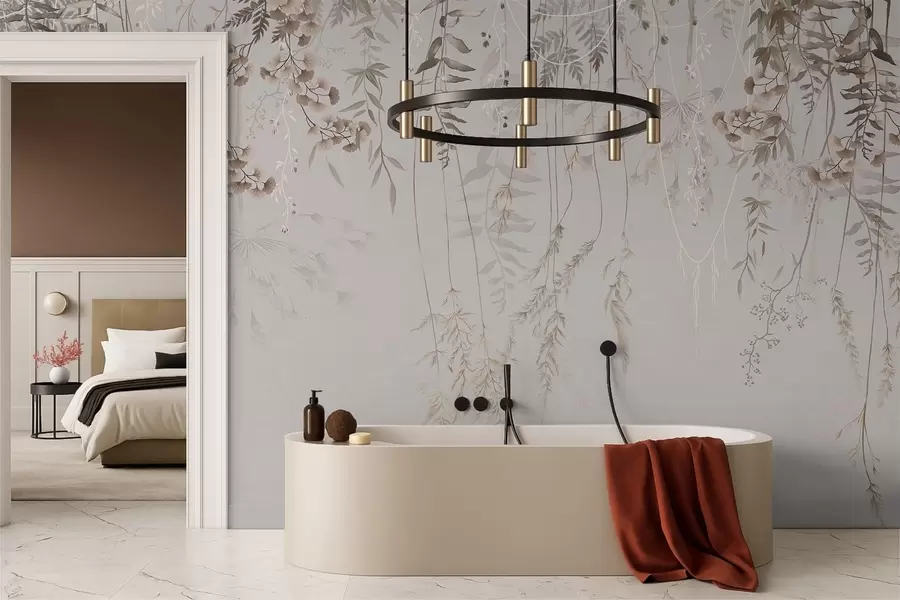 fototapet Ierburi delicate atârnând pe un fundal deschis w05320v2