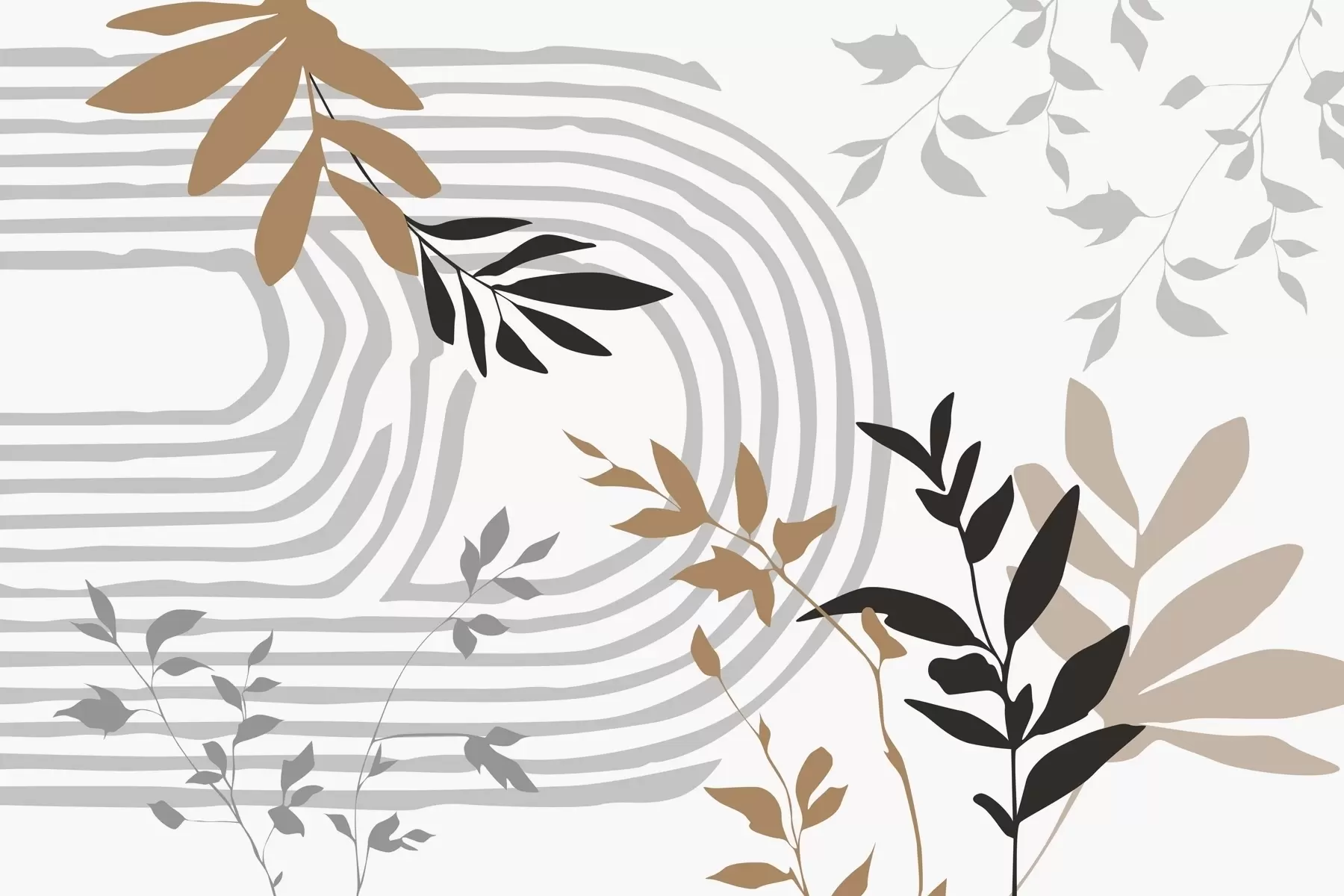 fototapet Siluete și linii abstracte ale plantelor w05374