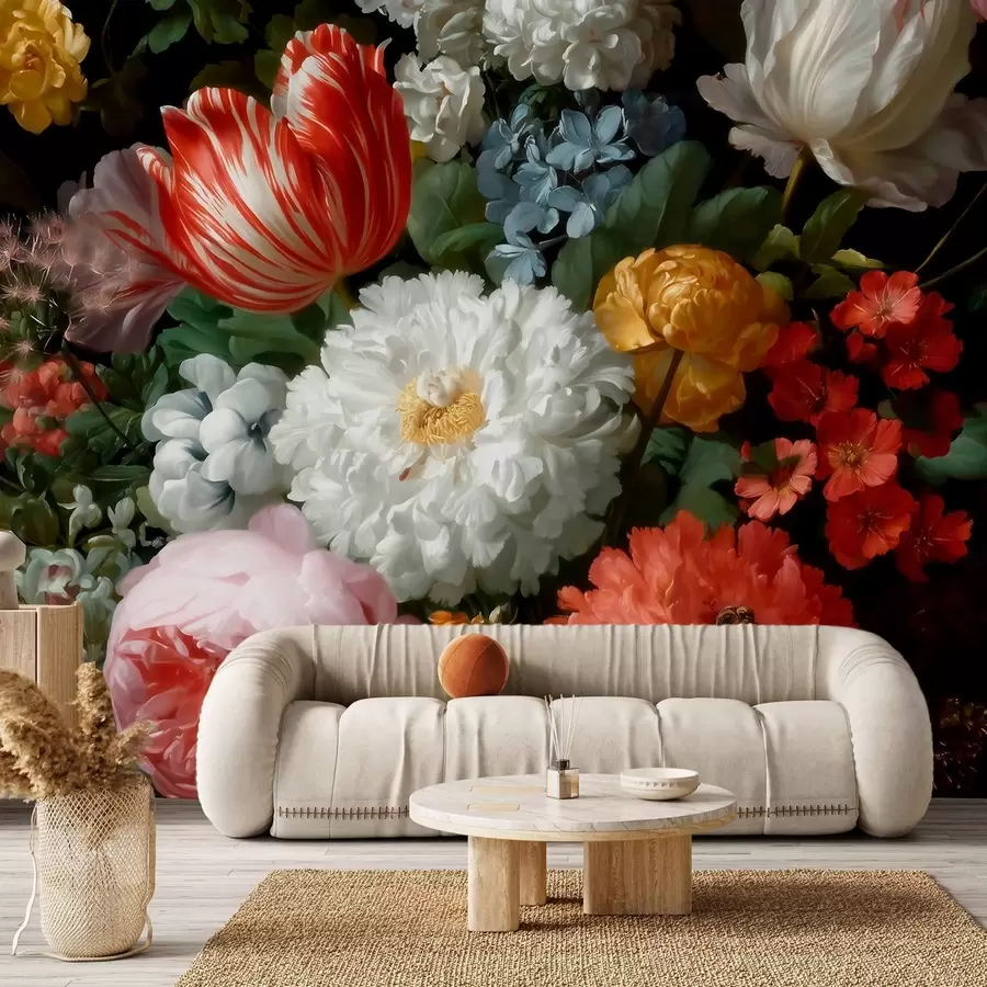 fototapet Compoziție florală luxoasă inspirată de o grădină de primăvară w09676