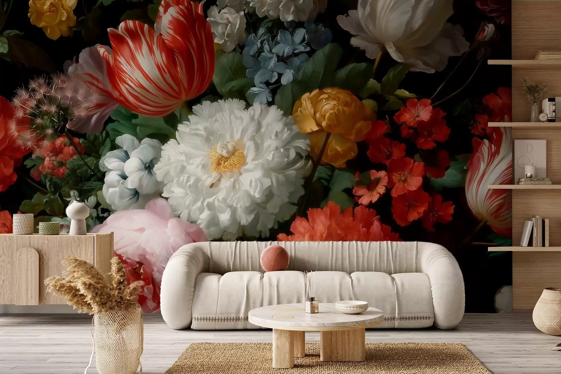 fototapet Compoziție florală luxoasă inspirată de o grădină de primăvară w09676