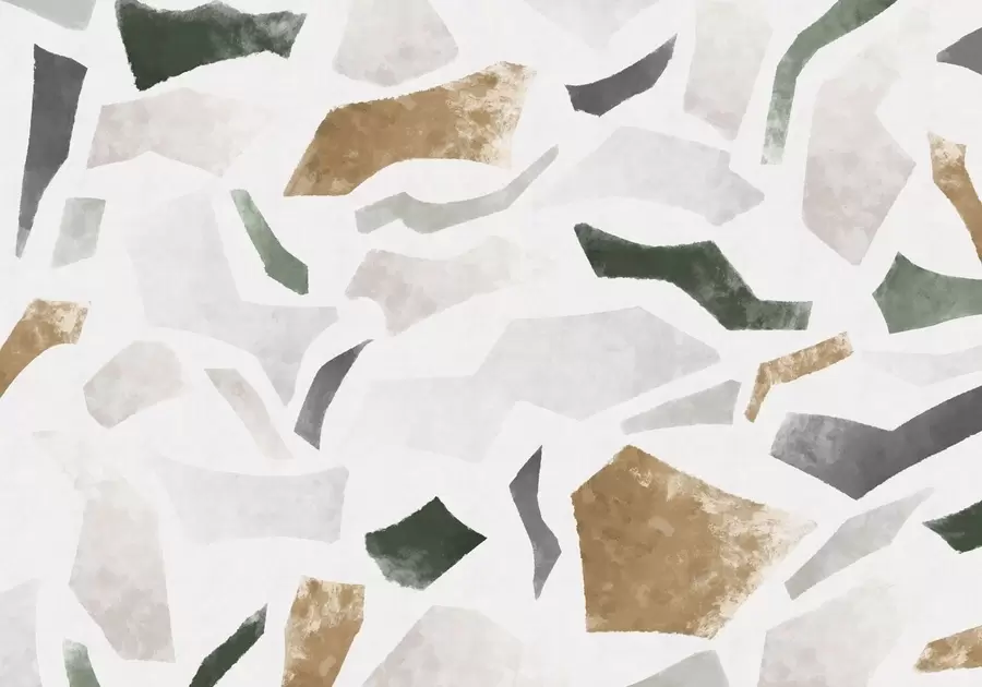 fototapet Fragmente abstracte cu textură, în nuanțe de verde și bej w05146