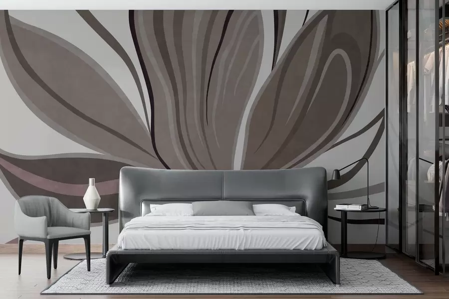 fototapet Floare abstractă cu linii delicate, în nuanțe de gri-bej w05147v1
