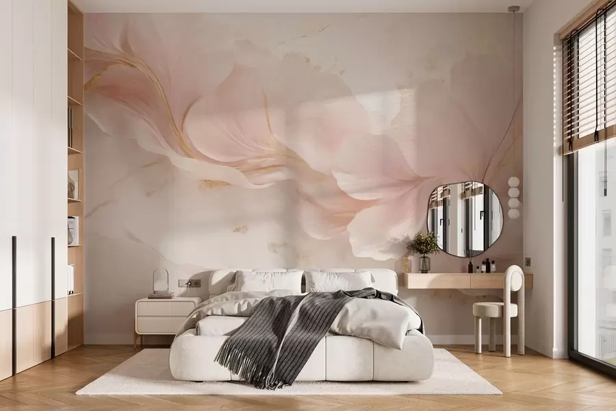 fototapet Flori roz pal pe un fundal deschis w05357