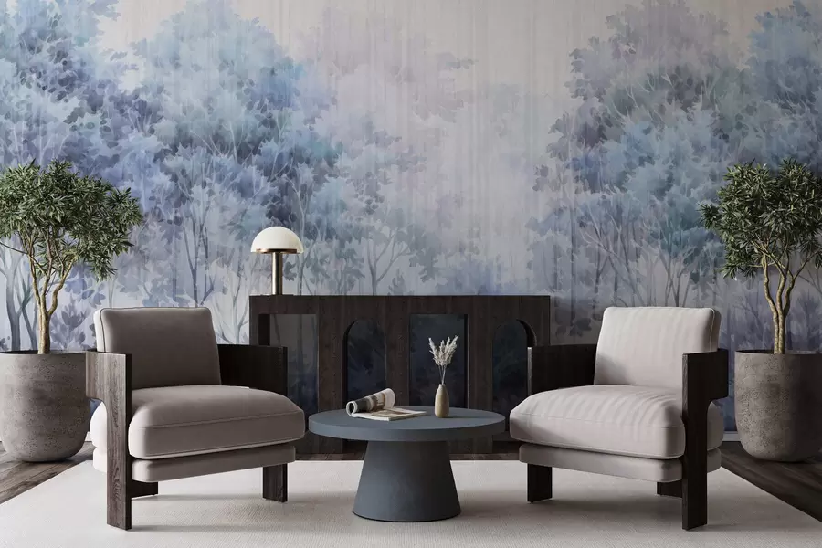 fototapet Pădure cu copaci frunzoși și linii w05442v1