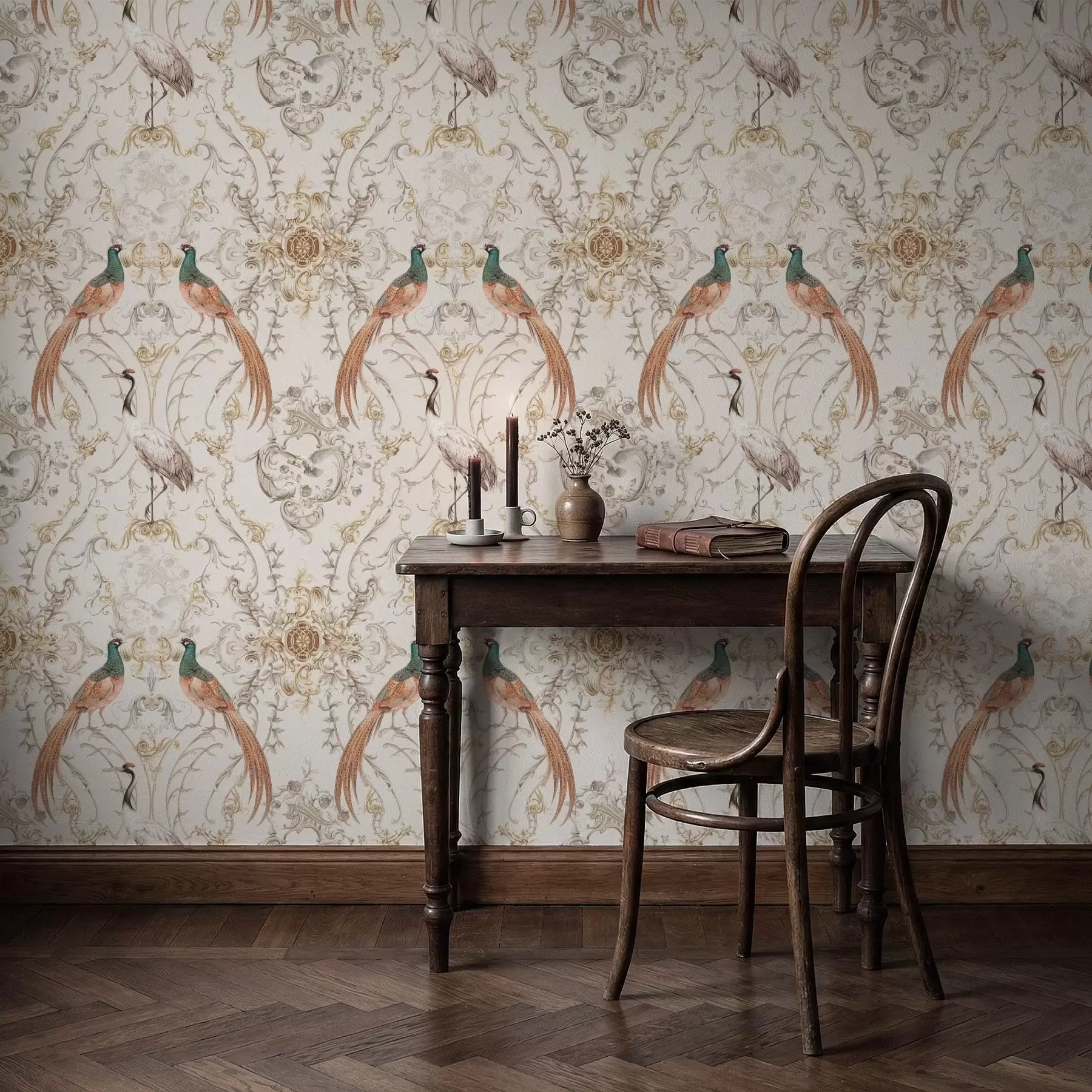 fototapet Model decorativ cu păsări și motive a01156