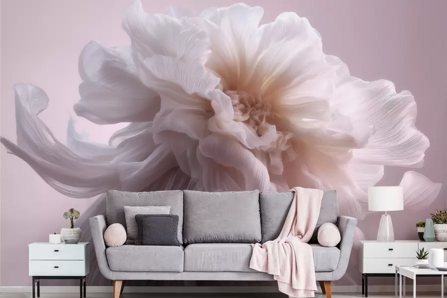 fototapet Floare din mătase voluminoasă, în nuanțe delicate de roz și bej w09809