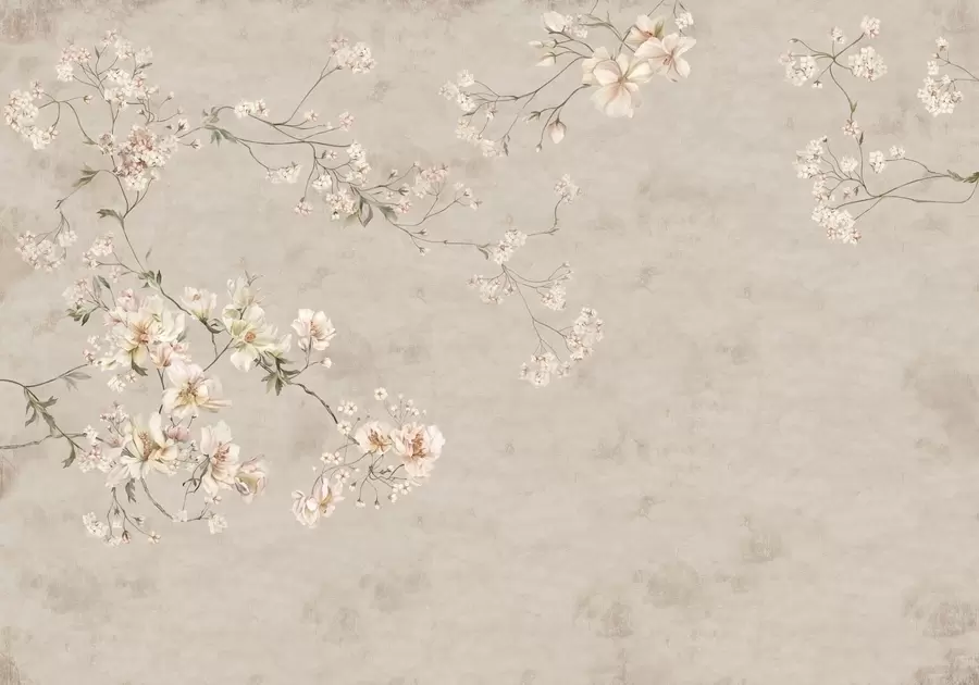 fototapet Ramuri florale delicate în stil chinoiserie pe un fundal deschis w05427
