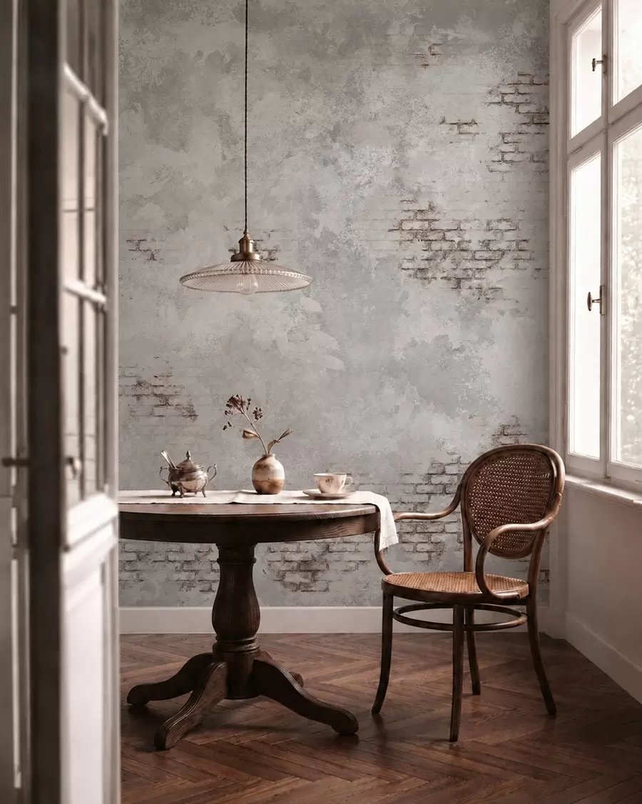fototapet Textură de tencuială în stil grunge cu fragmente de cărămidă aparentă w05161