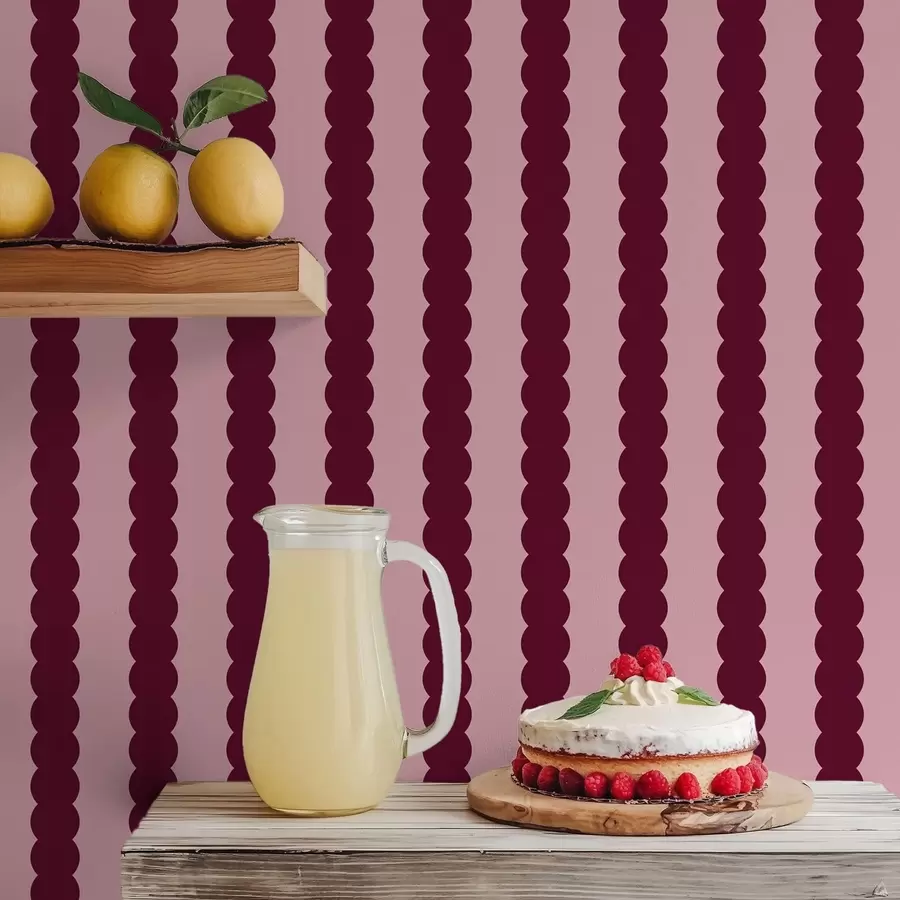 fototapet Dungi ondulate în nuanțe de burgund, în stil minimalist a01182v5