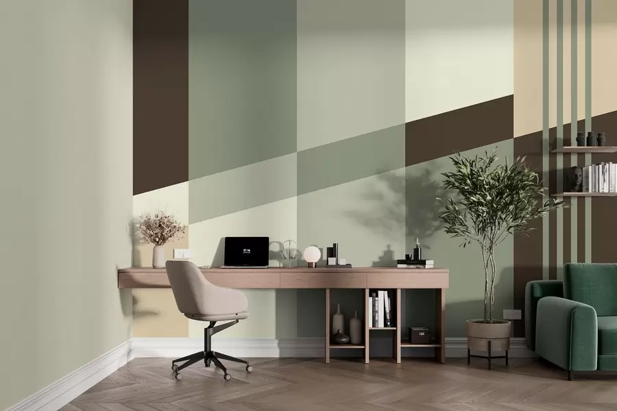 fototapet Modele geometrice discrete, în nuanțe de măslin, bej și maro w05390