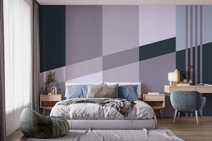 fototapet Modele geometrice discrete, în nuanțe de gri și albastru w05390v1