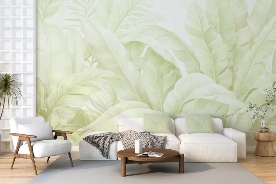 fototapet Frunze tropicale în stil vintage w05518v1
