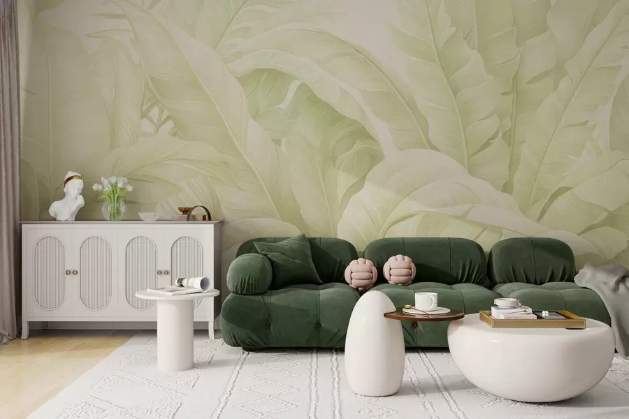 fototapet Frunze tropicale în stil vintage w05518v1