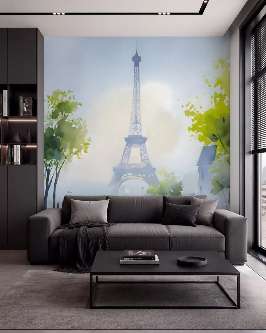 fototapet Paris, un peisaj urban în stil acuarelă „à la prima” w05566