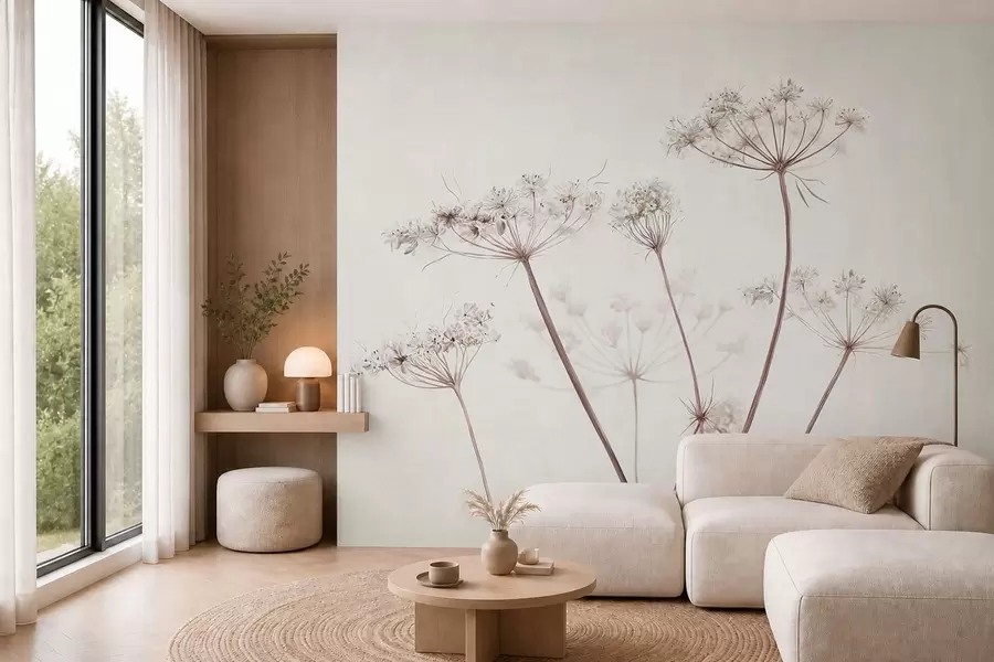 fototapet Umbele uscate pe un fundal minimalist, deschis la culoare w05543