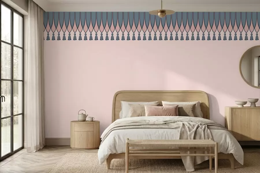 fototapet Bordură decorativă cu ciucuri în nuanțe de roz și albastru w05544