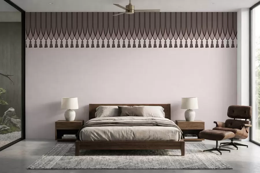 fototapet Bordură decorativă cu ciucuri în nuanțe de liliac w05544v1