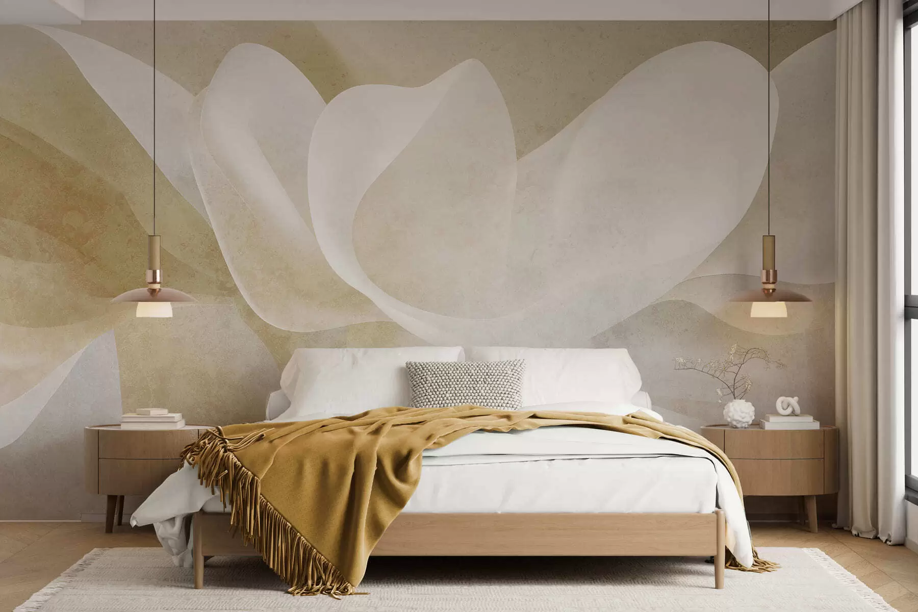 fototapet Petale abstracte în culori pastelate, cu straturi delicate și translucide, în stil acuarelă w05603