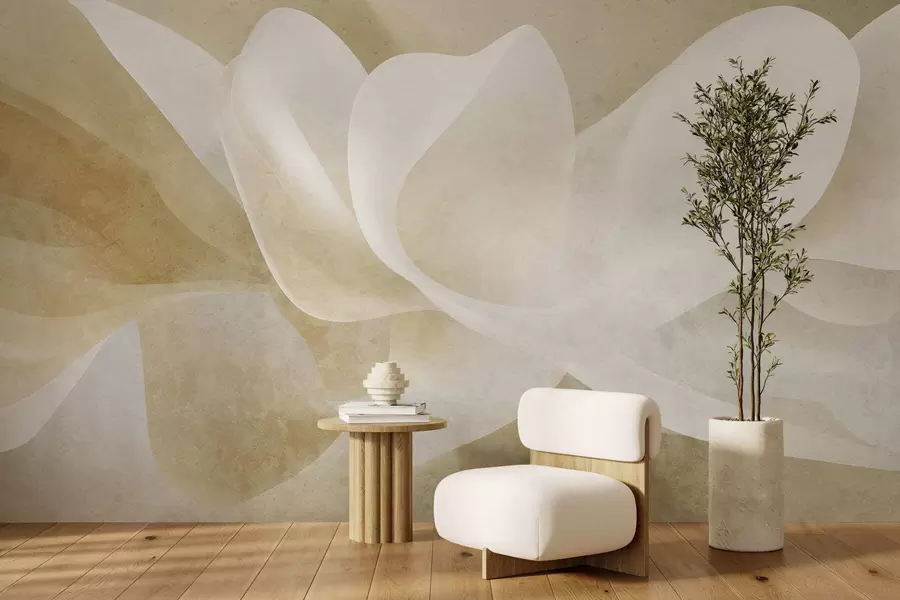 fototapet Petale abstracte în culori pastelate, cu straturi delicate și translucide, în stil acuarelă w05603